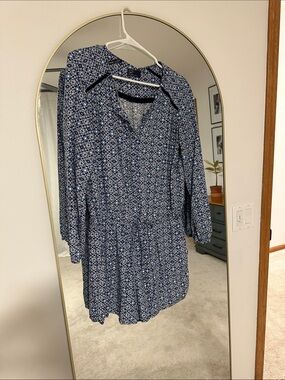 Blue Floral Long-Sleeve Romper